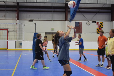 Spiking During Indoor Volleyball Camp
